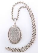 A LATE VICTORIAN LOCKET PENDANT ON CHAIN