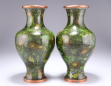 A PAIR OF CHINESE CLOISONNE ENAMEL VASES