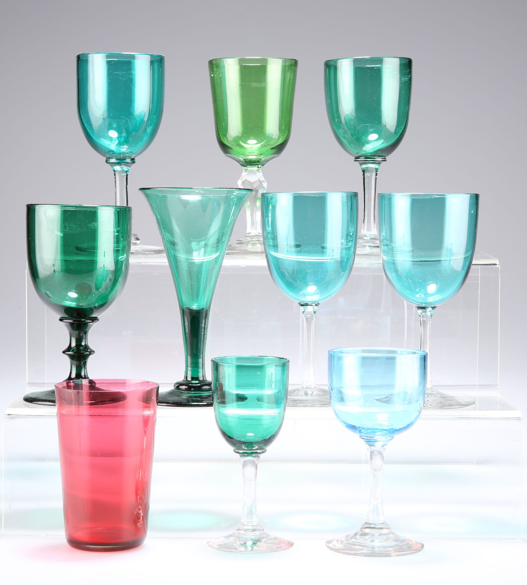 TEN ASSORTED VICTORIAN AND LATER WINE AND OTHER DRINKING GLASSES