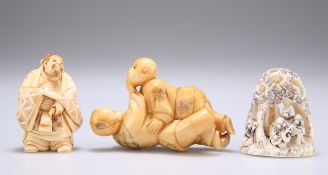 TWO JAPANESE CARVED IVORY NETSUKES