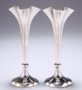 A PAIR OF WEIGHTED SILVER SPILL VASES