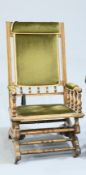 A LATE 19TH CENTURY AMERICAN TYPE BEECH ROCKING CHAIR