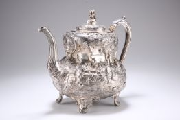 A LARGE 19TH CENTURY SILVER TEAPOT