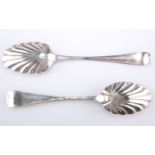 TWO SILVER TABLE SPOONS, CIRCA 1750