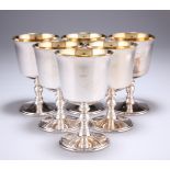 A SET OF SIX SILVER-PLATED GOBLETS