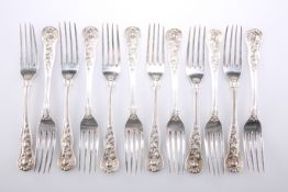 A SET OF TWELVE VICTORIAN SILVER DESSERT FORKS