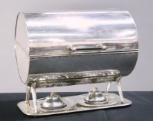 A LARGE 19TH CENTURY SILVER-PLATED PLATE WARMER