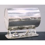 A LARGE 19TH CENTURY SILVER-PLATED PLATE WARMER