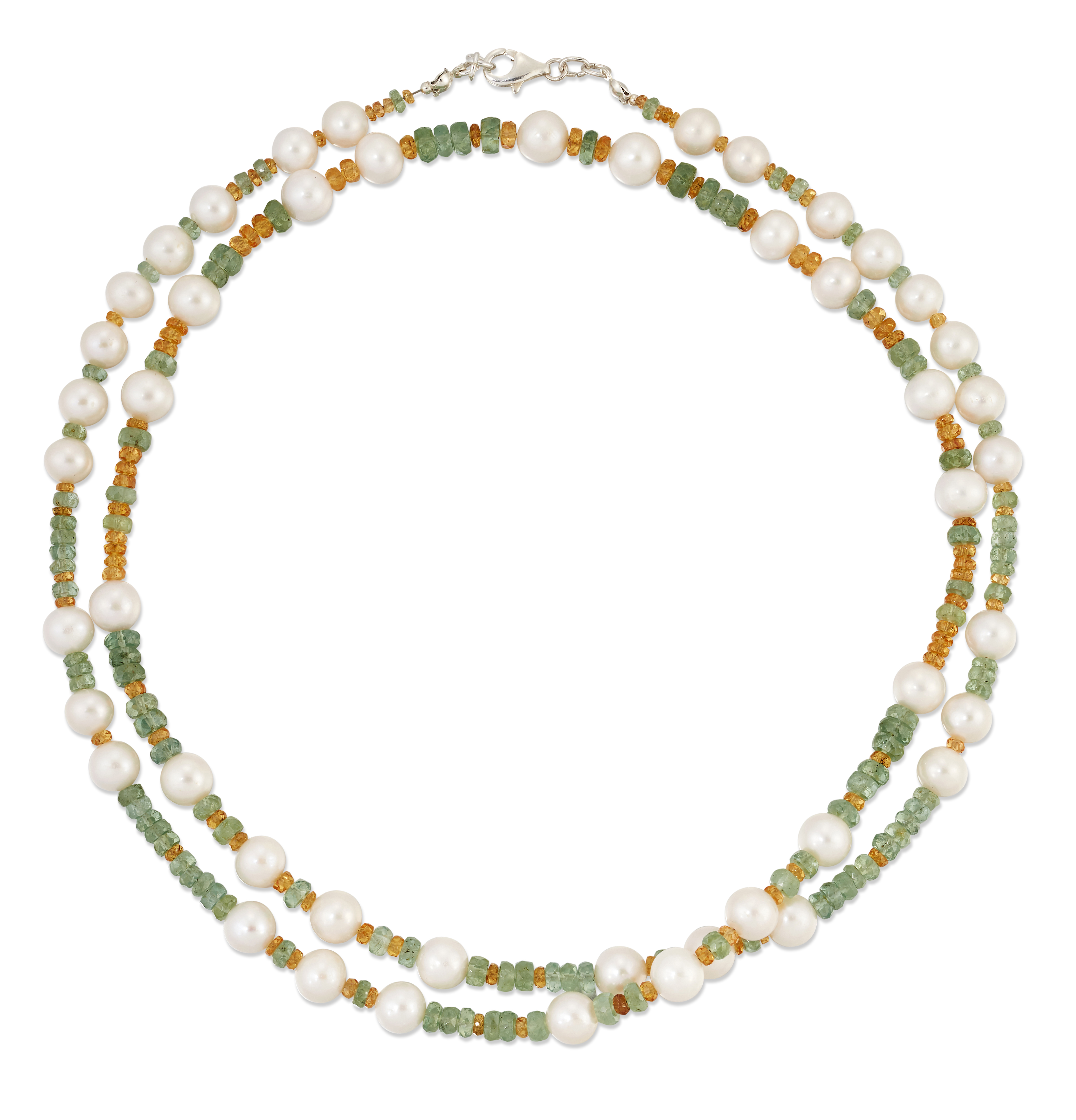 A CULTURED PEARL AND GEMSTONE BEAD NECKLACE