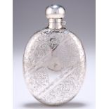 AN EDWARDIAN SILVER HIP FLASK