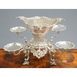 A LARGE EDWARDIAN SILVER TABLE EPERGNE