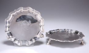 A PAIR OF GEORGE II SILVER WAITERS