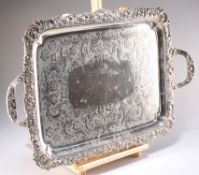 A LARGE AND IMPRESSIVE GEORGE IV SILVER TWO-HANDLED TRAY