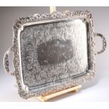 A LARGE AND IMPRESSIVE GEORGE IV SILVER TWO-HANDLED TRAY