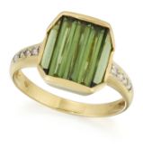 H. STERN: A GREEN TOURMALINE AND DIAMOND RING