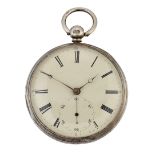 A SILVER OPEN FACED POCKET WATCH