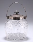 A GEORGE VI SILVER-MOUTED CUT-GLASS BISCUIT BARREL