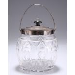 A GEORGE VI SILVER-MOUTED CUT-GLASS BISCUIT BARREL