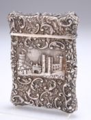 A VICTORIAN SILVER CASTLE-TOP CARD CASE