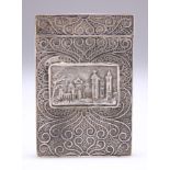 A WILLIAM IV FILIGREE SILVER CASTLE-TOP CARD CASE