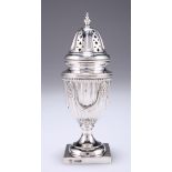 AN EDWARDIAN SILVER SUGAR CASTER