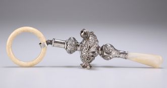 A LARGE GEORGE V SILVER BABY'S RATTLE