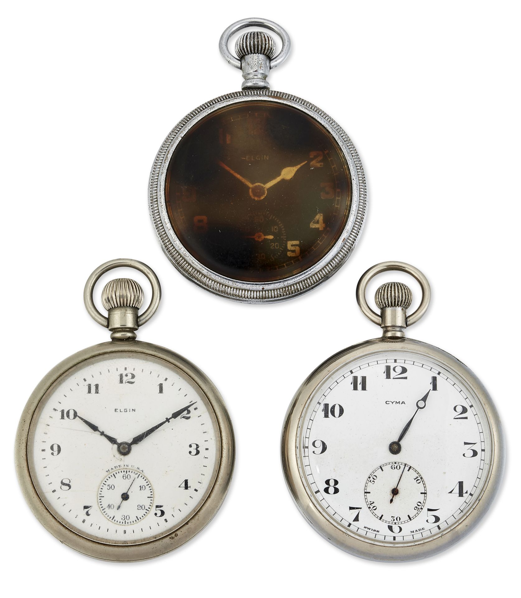 A GROUP OF THREE MILITARY POCKET WATCHES