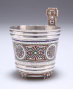 A RUSSIAN SILVER AND ENAMEL CHARKA