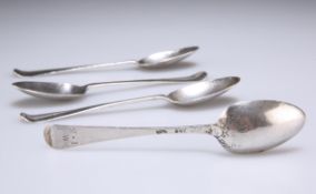 A SET OF FOUR 18TH CENTURY SILVER PICTURE-BACK TEASPOOONS