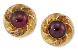 A PAIR OF GARNET STUD EARRINGS