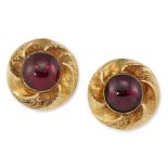 A PAIR OF GARNET STUD EARRINGS