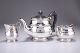 A GEORGE V SILVER THREE-PIECE TEA SERVICE