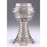 A LARGE AND UNUSUAL VICTORIAN CAST SILVER GOBLET