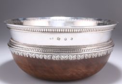 A LARGE ELIZABETH II SILVER-MOUNTED MAZER BOWL