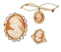 THREE ITEMS OF CAMEO JEWELLERY