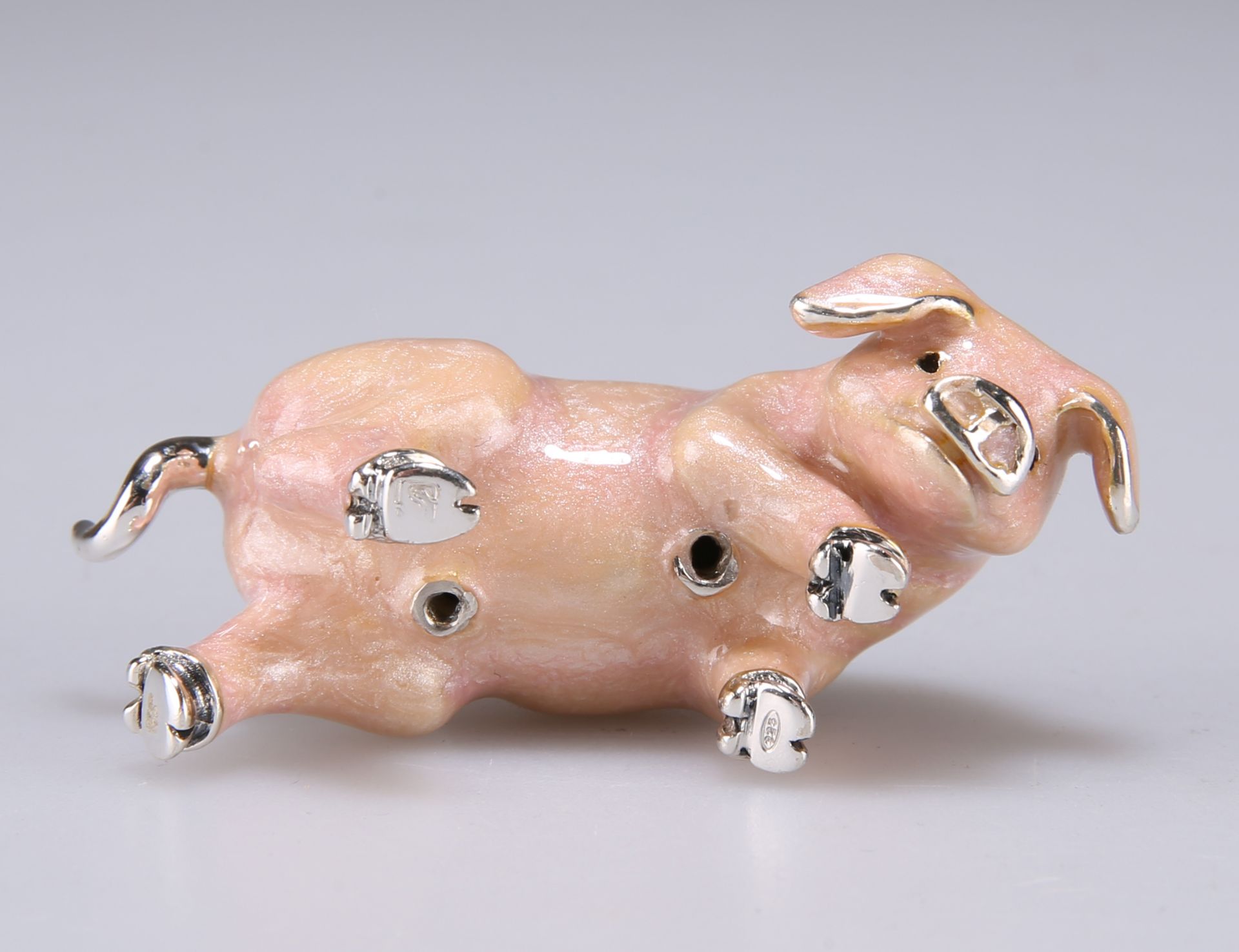 AN ELIZABETH II SILVER AND ENAMEL NOVELTY MODEL OF A PIG - Image 2 of 2