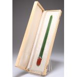 AN ART DECO NEPHRITE, ENAMEL AND DIAMOND PAGE TURNER