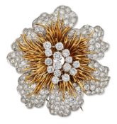 KUTCHINSKY: AN IMPORTANT 18CT GOLD DIAMOND FLOWER BROOCH, c.1970s