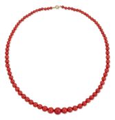 A CORAL BEAD NECKLACE