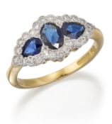 AN 18 CARAT GOLD SAPPHIRE AND DIAMOND RING