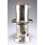 A SILVER-PLATED ICE BUCKET AND A SILVER-PLATED PLATE WARMER