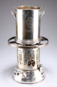 A SILVER-PLATED ICE BUCKET AND A SILVER-PLATED PLATE WARMER