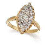 AN 18 CARAT GOLD DIAMOND NAVETTE RING