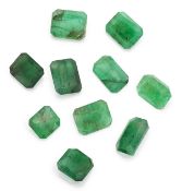 TEN OCTAGONAL-CUT EMERALDS