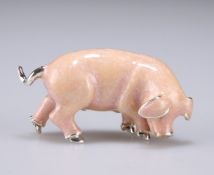 AN ELIZABETH II SILVER AND ENAMEL NOVELTY MODEL OF A PIG