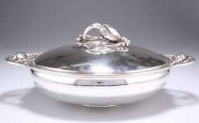 A DANISH STERLING SILVER VEGETABLE TUREEN AND COVER