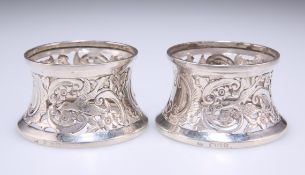 A PAIR OF VICTORIAN SILVER NOVELTY NAPKIN RINGS