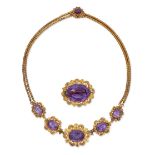 A 19TH CENTURY AMETHYST NECKLACE AND BROOCH SUITE