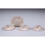 AN ELIZABETH II SET OF FOUR SILVER NOVELTY SUN HAT MENU HOLDERS