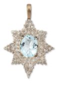 AN AQUAMARINE AND DIAMOND PENDANT